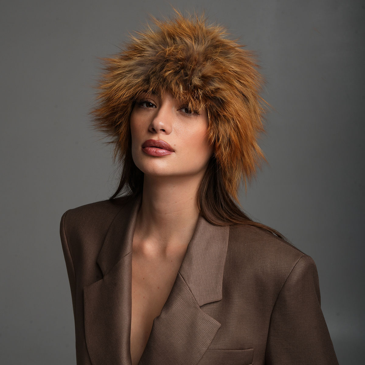 Sheepskin curly κουκούλα renard